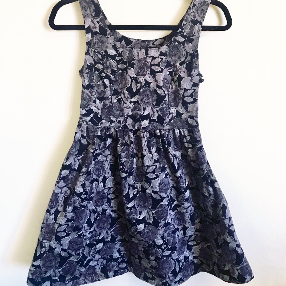 Retro A-Line Purple Floral Dress